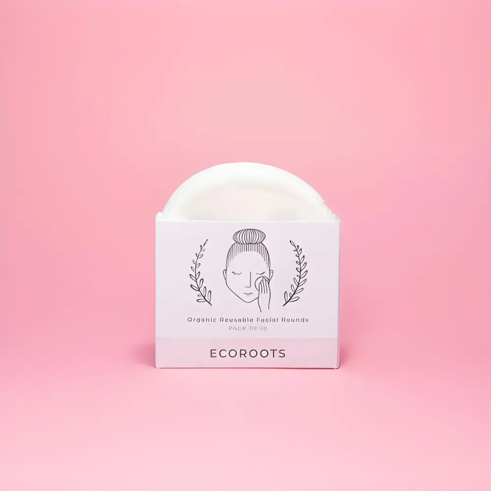 Reusable facial rounds in eco-friendly packaging with Organic Makeup Remover for Sensitive Skin