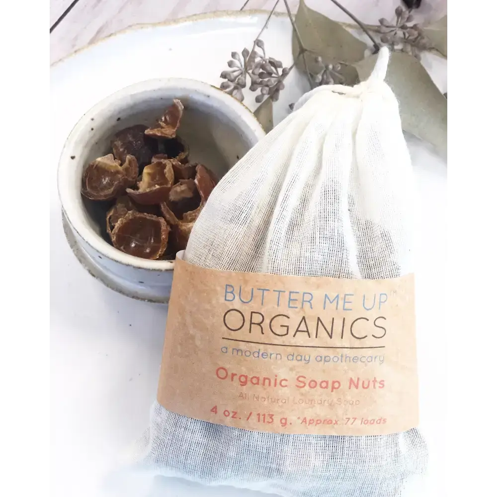 Bag of organic soap nuts for all natural laundry soap, eco-friendly cleaning solution