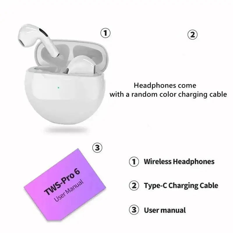 Wireless headphones and charging case for Original Air Pro 6 TWS Bluetooth Buds