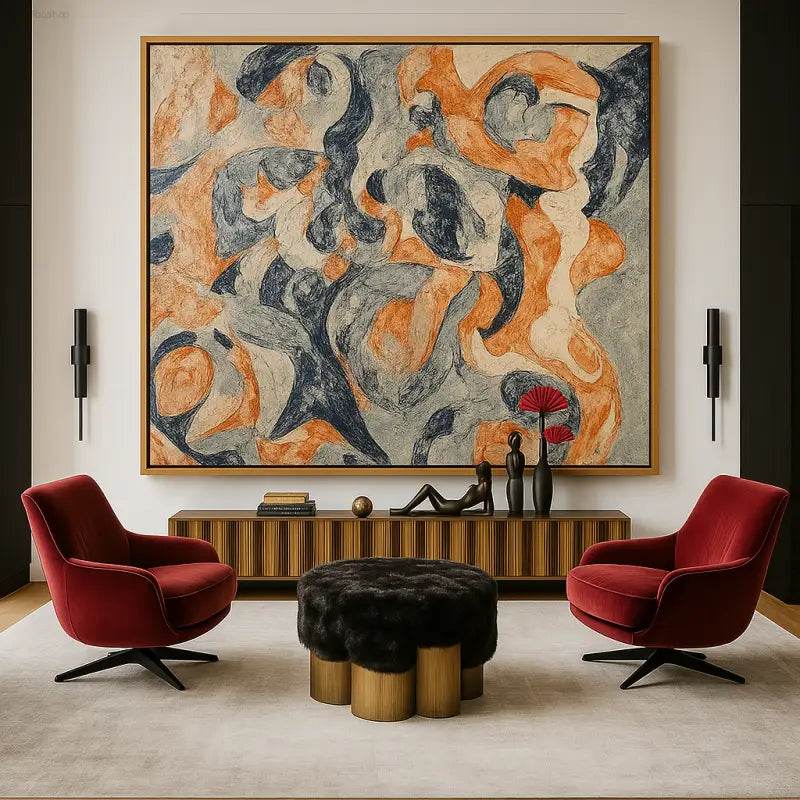 Modern Abstract Wall Art for Earth Tone Living Room Decor - Estalios