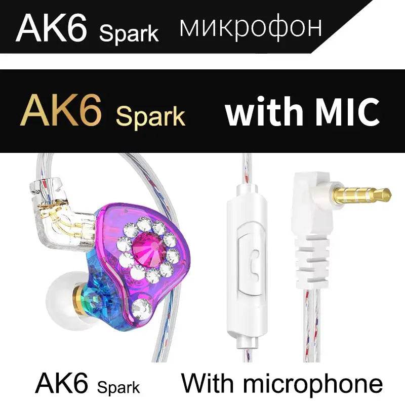 Original QKZ AK6 Copper Driver Hifi Wired Earphone 3.5MM Race Sport Headphone Bass Stereo Headset Music Earbuds in Ear with Mic - Estalios