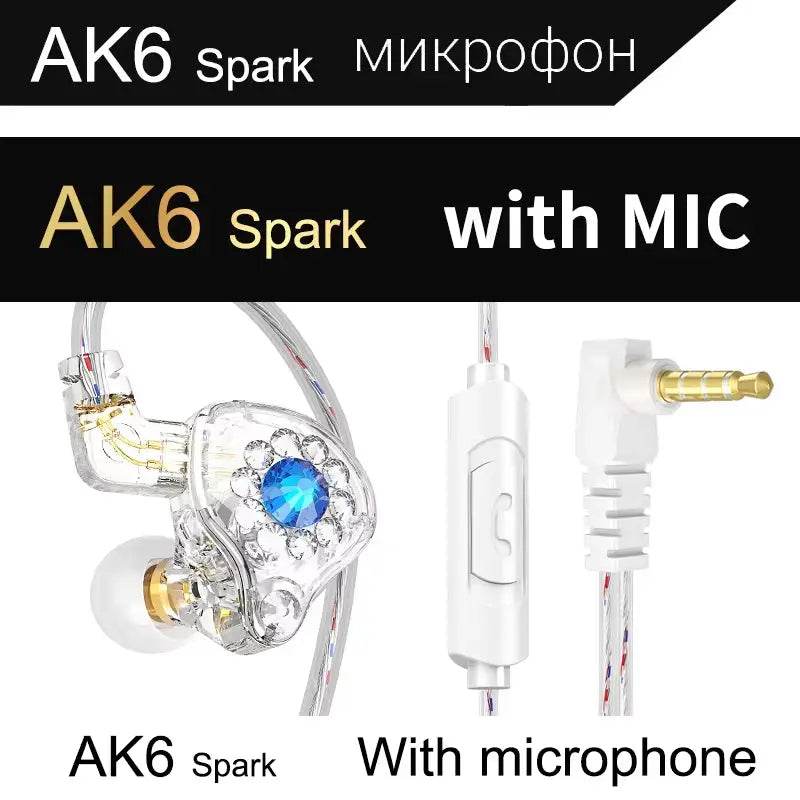 Original QKZ AK6 Copper Driver Hifi Wired Earphone 3.5MM Race Sport Headphone Bass Stereo Headset Music Earbuds in Ear with Mic - Estalios