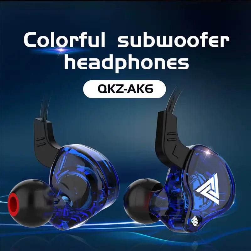 Original QKZ AK6 Copper Driver Hifi Wired Earphone 3.5MM Race Sport Headphone Bass Stereo Headset Music Earbuds in Ear with Mic - Estalios