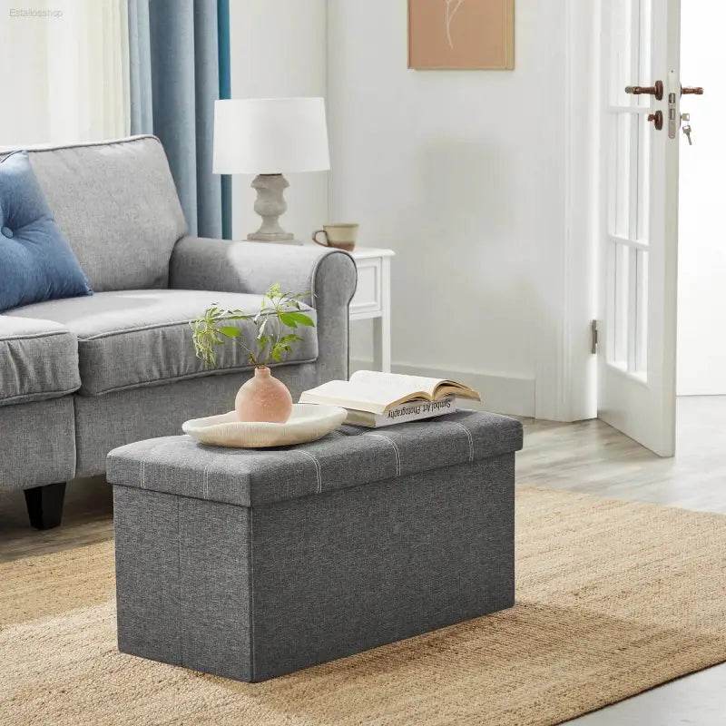 Ottoman Storage Bench, 21 Gal. Folding Chest for Living Room - Estalios