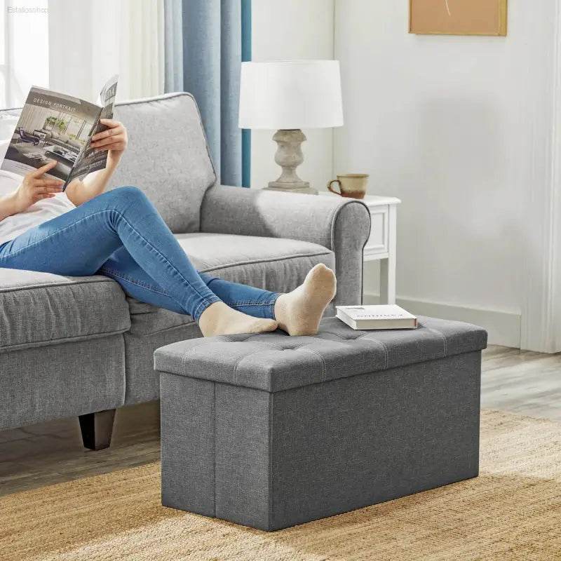Ottoman Storage Bench, 21 Gal. Folding Chest for Living Room - Estalios