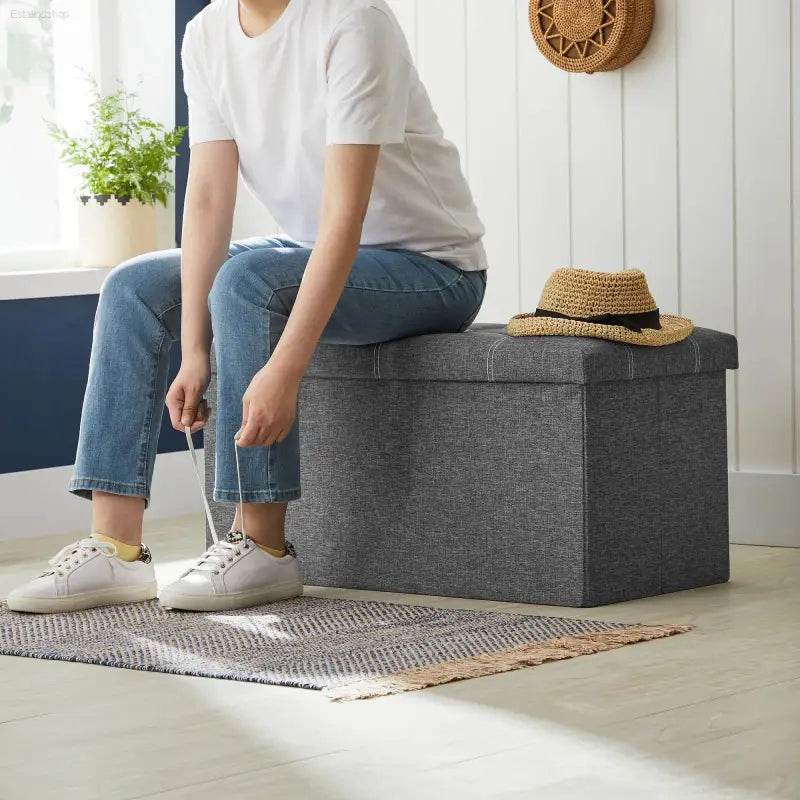 Ottoman Storage Bench, 21 Gal. Folding Chest for Living Room - Estalios