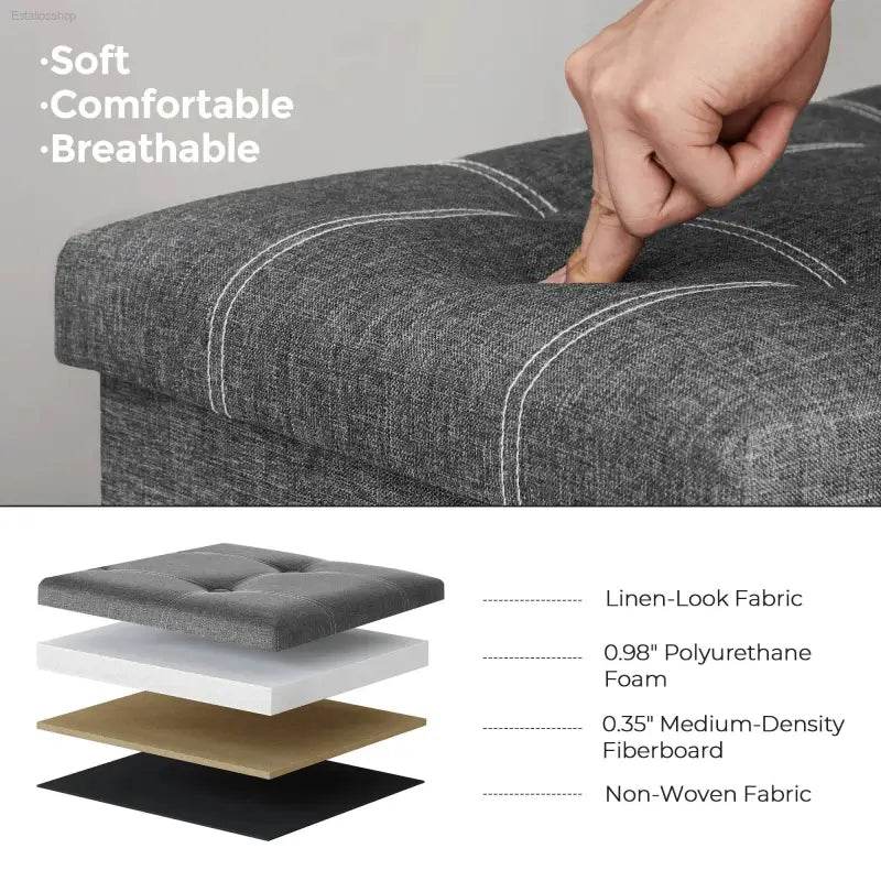 Ottoman Storage Bench, 21 Gal. Folding Chest for Living Room - Estalios