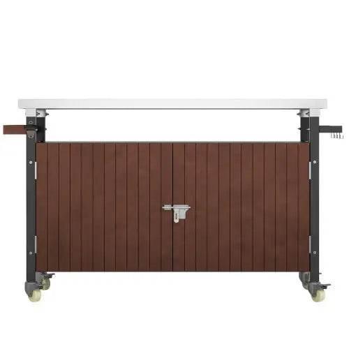 Outdoor Barbecue Cart With Stainless Steel Tabletop Design - Estalios