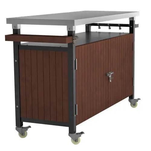 Outdoor Barbecue Cart With Stainless Steel Tabletop Design - Estalios