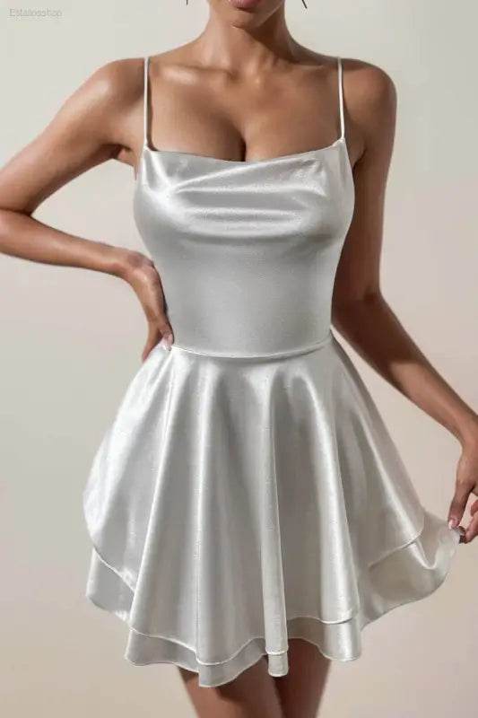 Outfitgirl Fashion Sexy Sling Open Back Tied Short Dress - Estalios