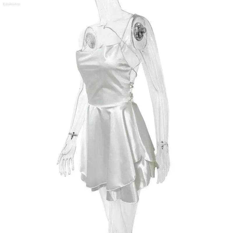 Outfitgirl Fashion Sexy Sling Open Back Tied Short Dress - Estalios