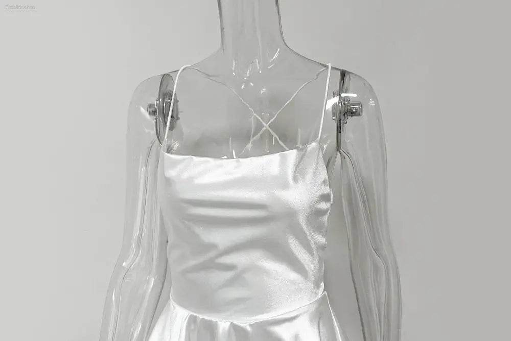 Outfitgirl Fashion Sexy Sling Open Back Tied Short Dress - Estalios
