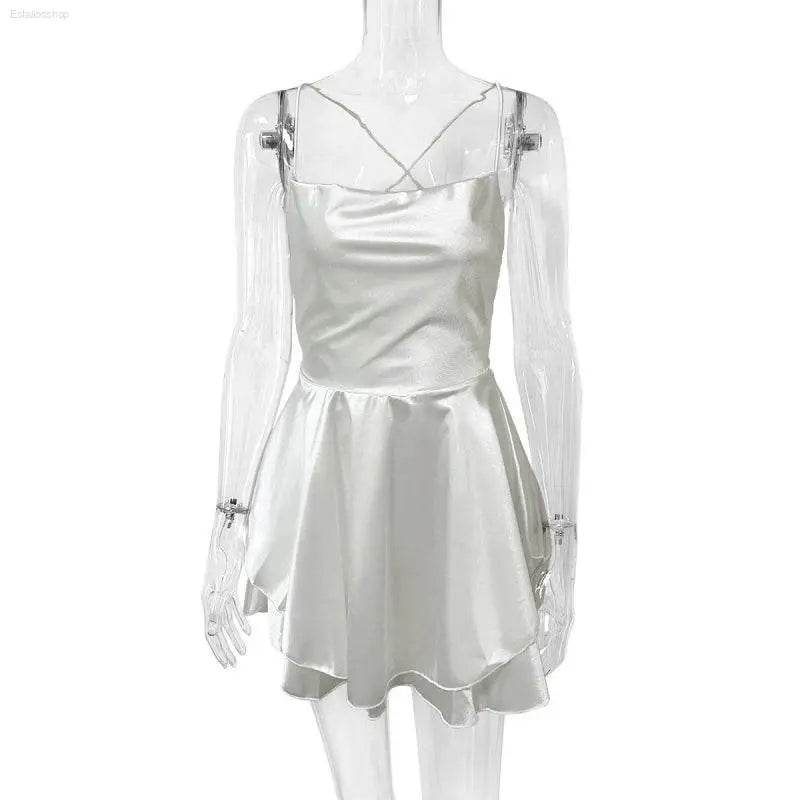 Outfitgirl Fashion Sexy Sling Open Back Tied Short Dress - Estalios
