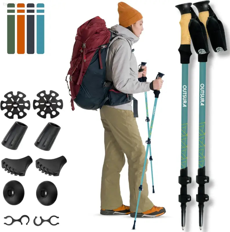 Outsura Carbon Fiber Trekking Poles – Professional Grade Ultralight Adjustable Hiking Poles with Quick-Lock System – Lightweight Walking Sticks for Hiking and Backpacking Pack of 2