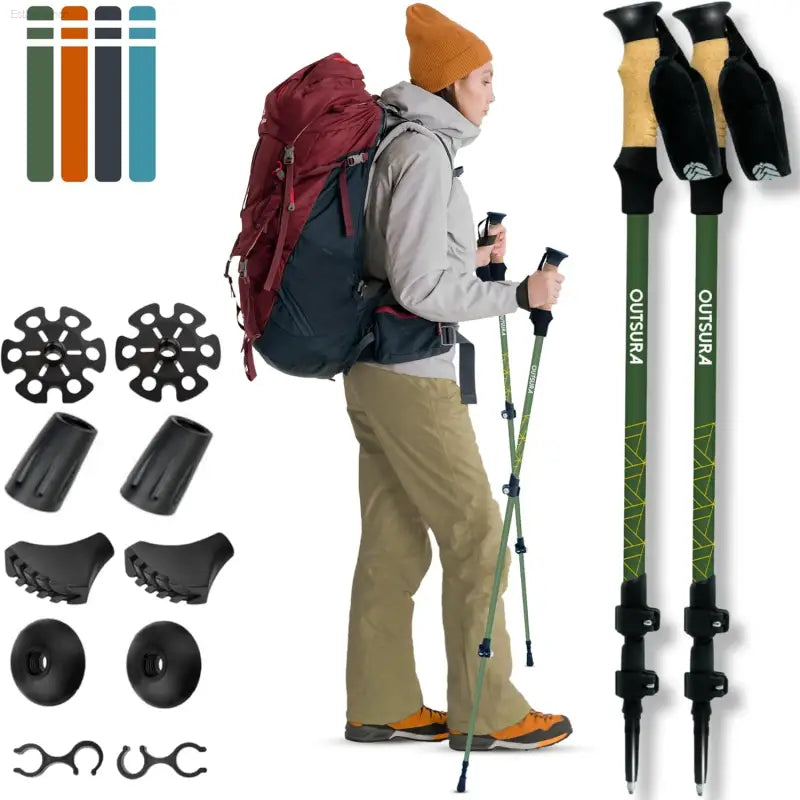 Outsura Carbon Fiber Trekking Poles – Professional Grade Ultralight Adjustable Hiking Poles with Quick-Lock System – Lightweight Walking Sticks for Hiking and Backpacking Pack of 2