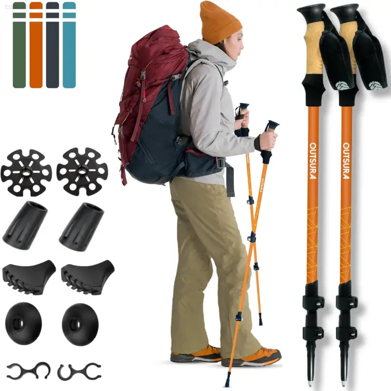Outsura Carbon Fiber Trekking Poles – Professional Grade Ultralight Adjustable Hiking Poles with Quick-Lock System – Lightweight Walking Sticks for Hiking and Backpacking Pack of 2
