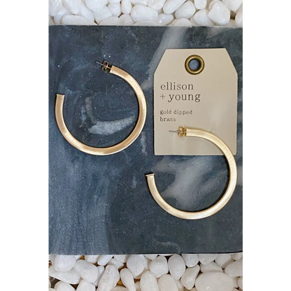 Gold-dipped brass luxe round hoop earrings perfect for any stylish outfit