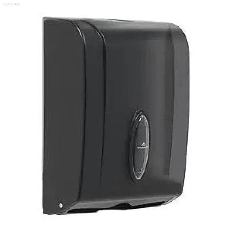 Black paper towel dispenser.