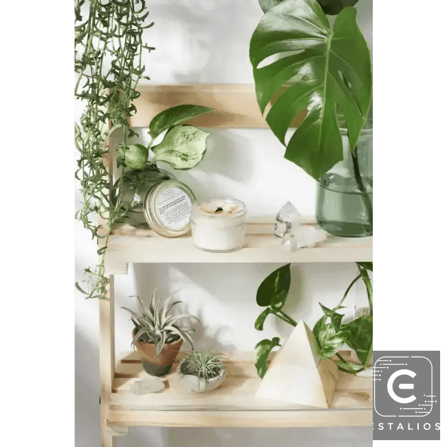 Rustic Garden Glow Shelf with Candles for Cozy Ambiance - Estalios
