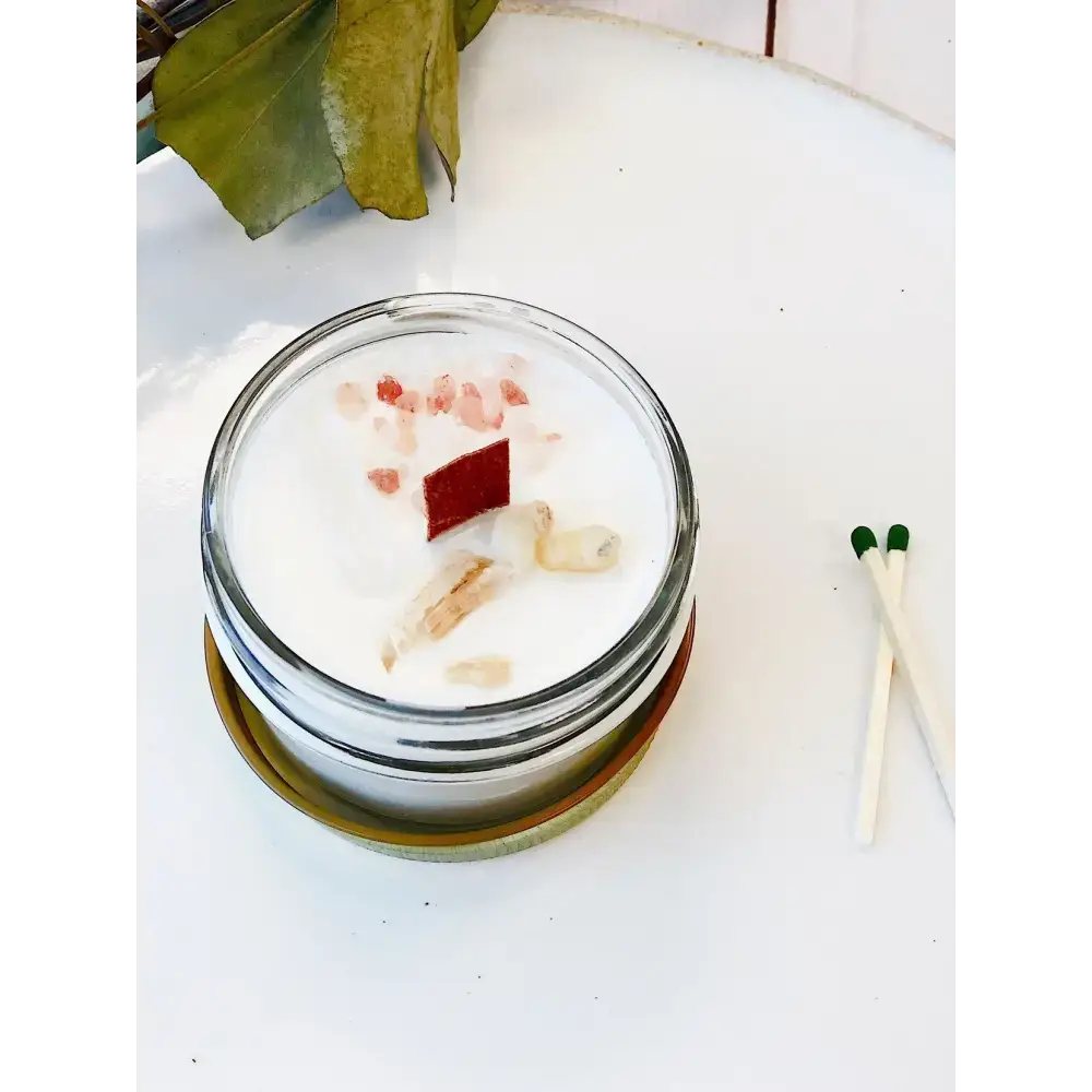 Scented Palo Santo space clearing candle in a glass jar from the Shelf Set