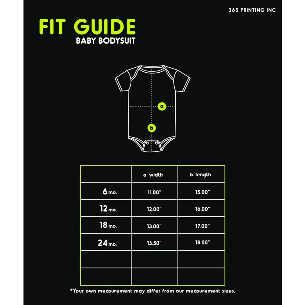 Size guide for Papa Fix Black Cute Baby Onesie to find the perfect fit