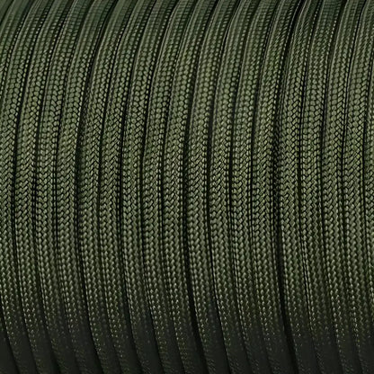 Olive green paracord cord spool for outdoor camping gear in view cart