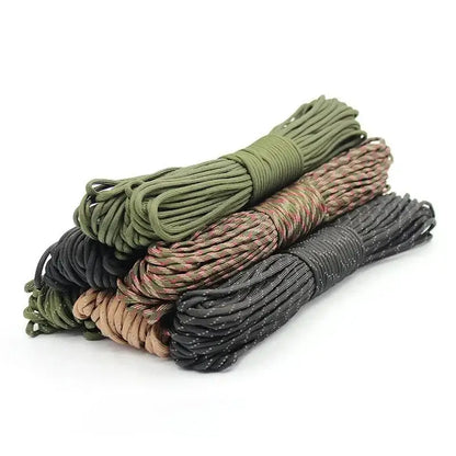 Coiled bundles of colorful paracord cord for outdoor camping in the view cart