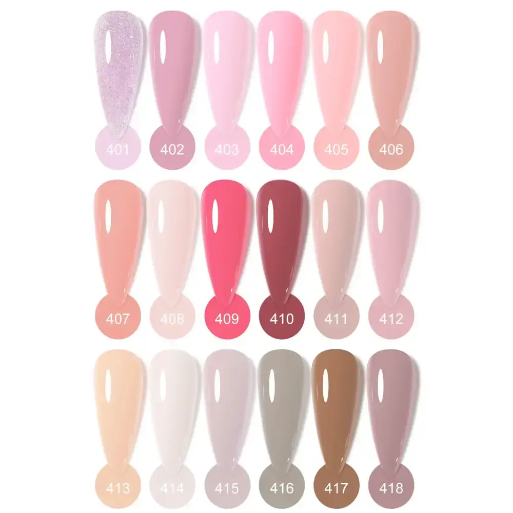 Pastel HEMA Free Soak Off Gel Polish color samples showcasing trendy shades