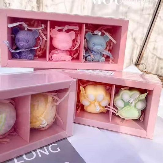 Pastel Teddy Magic: Soaps and Candles Gift Set - Estalios