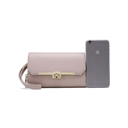 Pale pink Patty-Pink Petite Clutch with gold clasp for the professional golfer