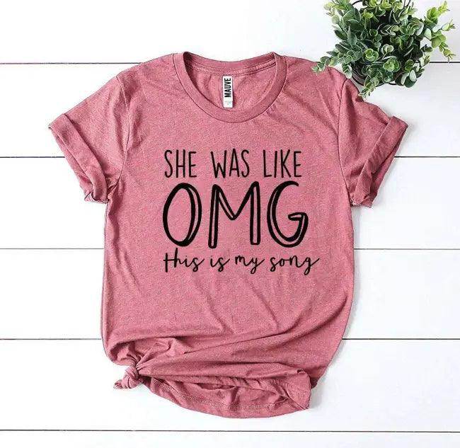 OMG Vibes Tees: Stand Out in Peach and Gray Hues - Estalios