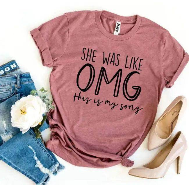 OMG Vibes Tees: Stand Out in Peach and Gray Hues - Estalios