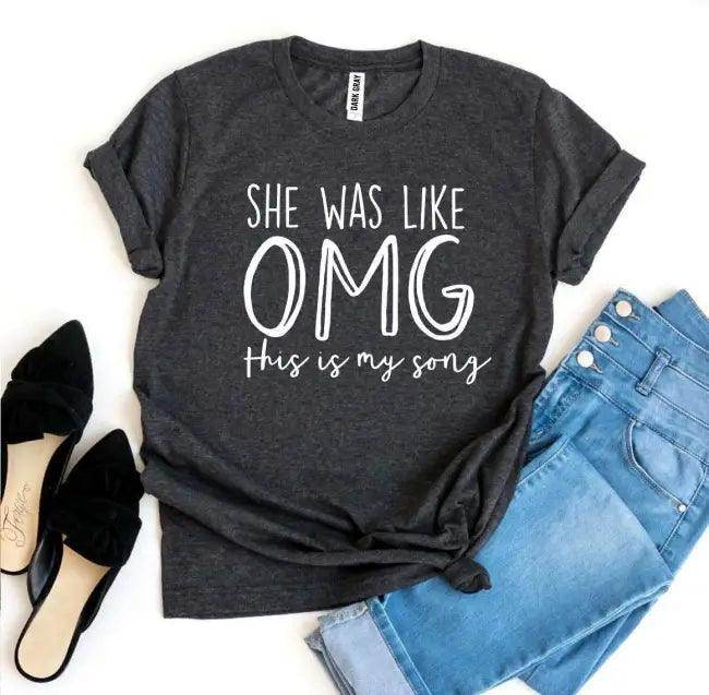 OMG Vibes Tees: Stand Out in Peach and Gray Hues - Estalios