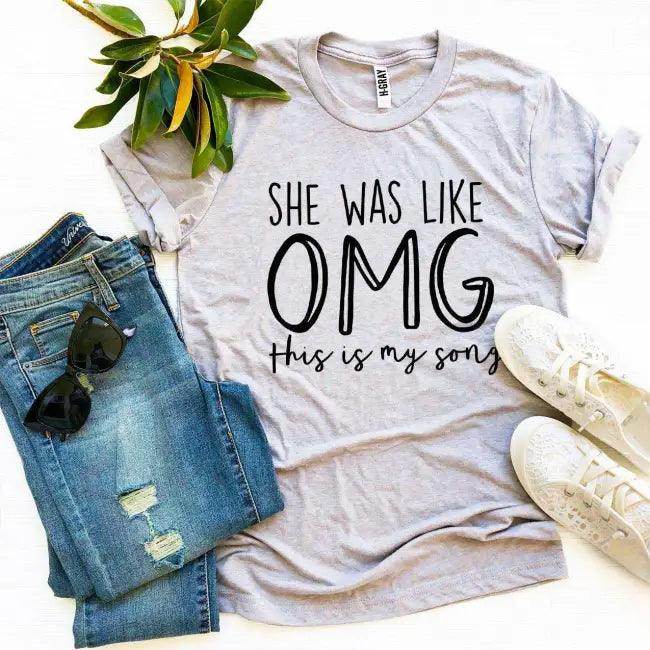 OMG Vibes Tees: Stand Out in Peach and Gray Hues - Estalios