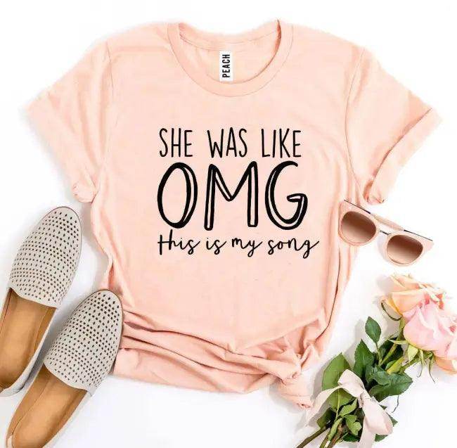 OMG Vibes Tees: Stand Out in Peach and Gray Hues - Estalios