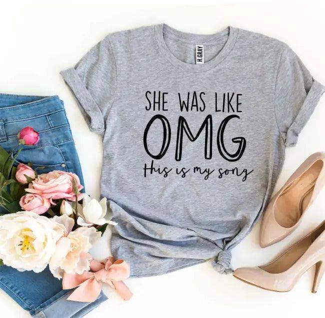 OMG Vibes Tees: Stand Out in Peach and Gray Hues - Estalios
