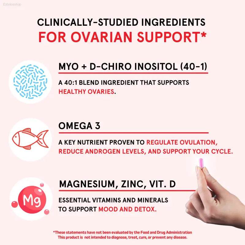 Supplement ingredients for ovarian support.