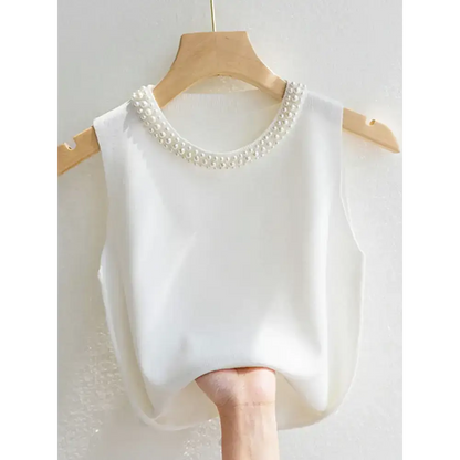 Pearl Glam Knit Vest Korea