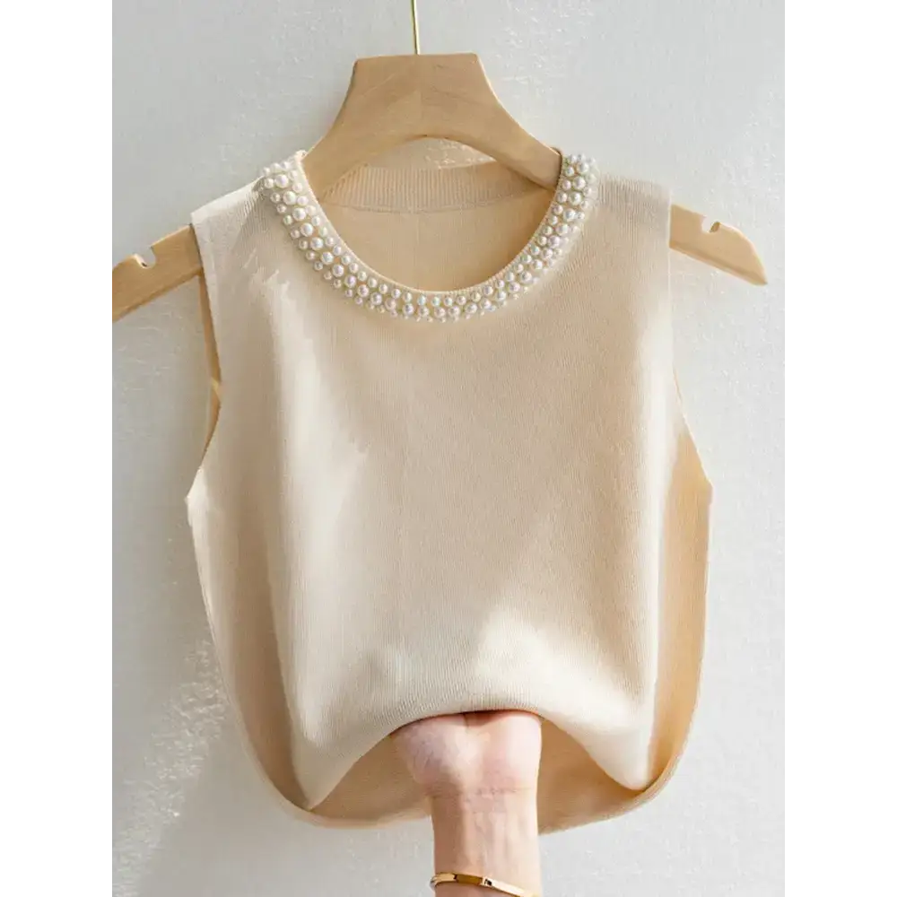 Pearl Glam Knit Vest Korea