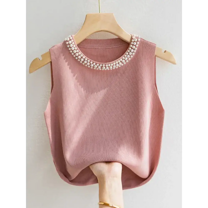 Pearl Glam Knit Vest Korea