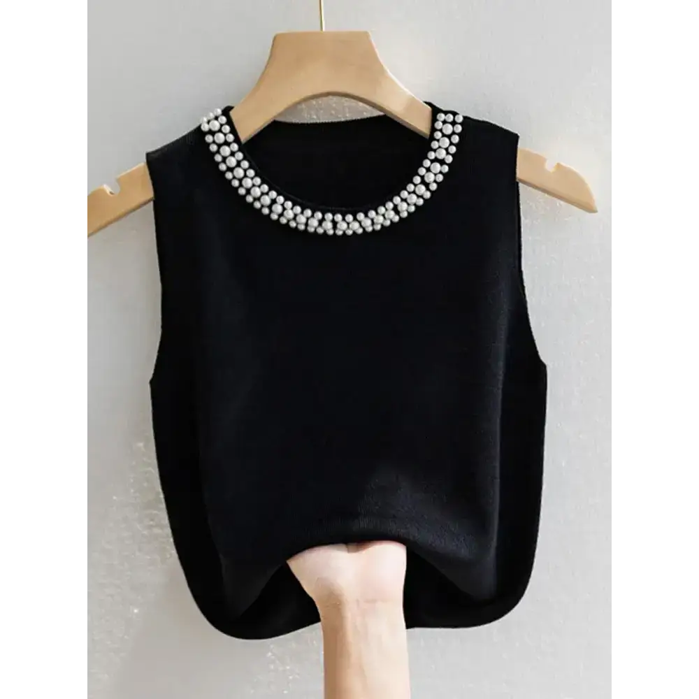 Pearl Glam Knit Vest Korea