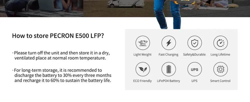 Pecron E500LFP Solar Generator 576Wh with 100W Panel - Estalios