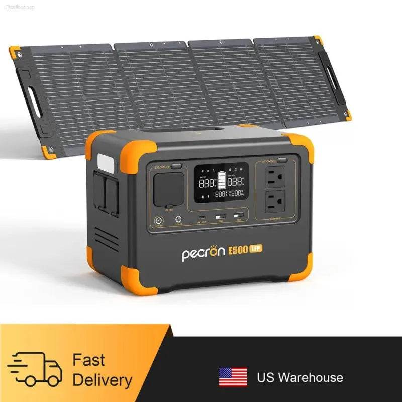 Pecron E500LFP Solar Generator 576Wh with 100W Panel - Estalios