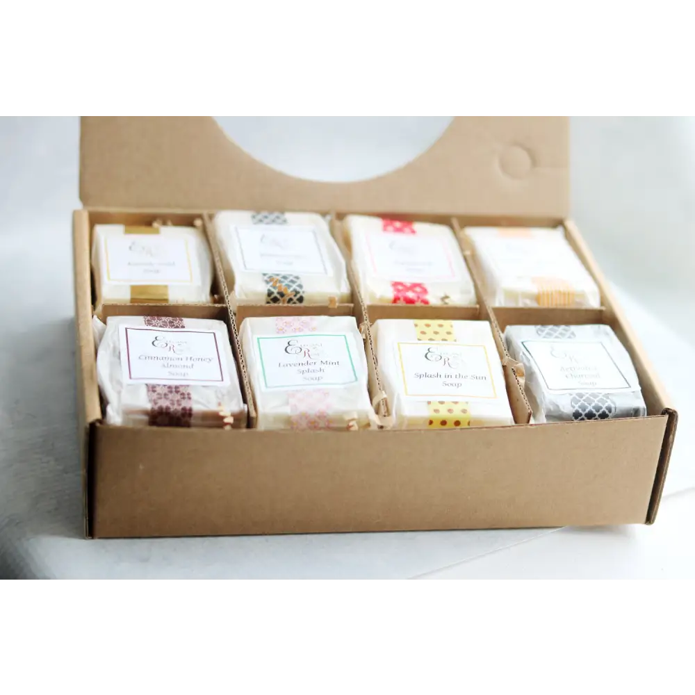 Perfect Mother’s Day Soap Sampler Gift Set featuring a boxed set of artisanal soaps