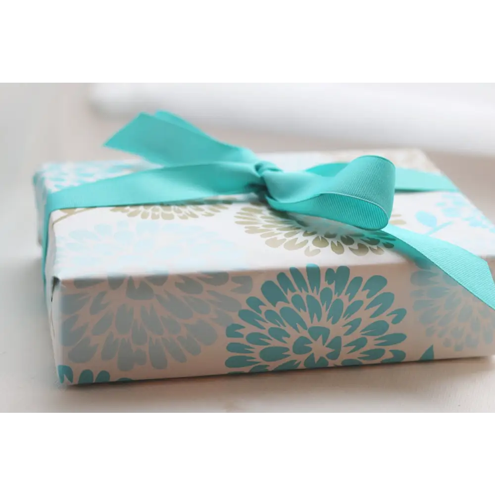 Floral-patterned Perfect Mother’s Day soap sampler gift set with a turquoise ribbon