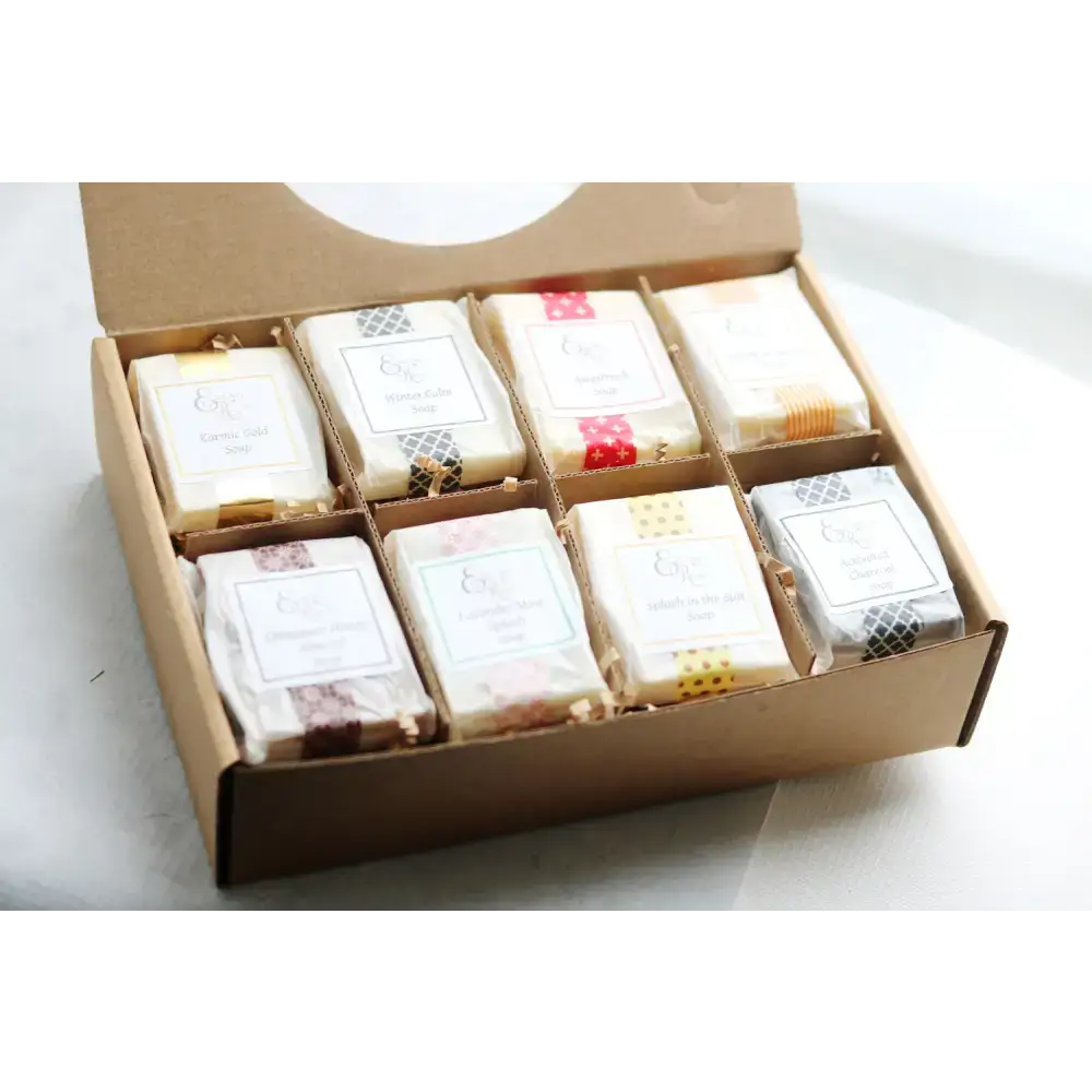 Box of wrapped soap bars in the Perfect Mother’s Day Soap Sampler Gift Set