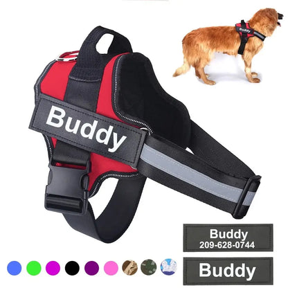 Personalized Dog Harness NO PULL Reflective Breathable Adjustable Pet Harness Vest For Small Large Dog Custom Patch Pet