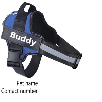 Personalized Dog Harness NO PULL Reflective Breathable Adjustable Pet Harness Vest For Small Large Dog Custom Patch Pet