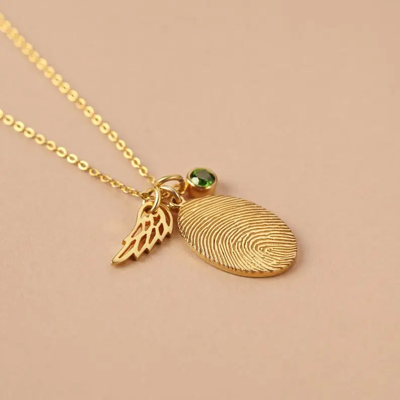 Gold fingerprint pendant necklace in Personalized Fingerprint Jewelry in Rose Gold