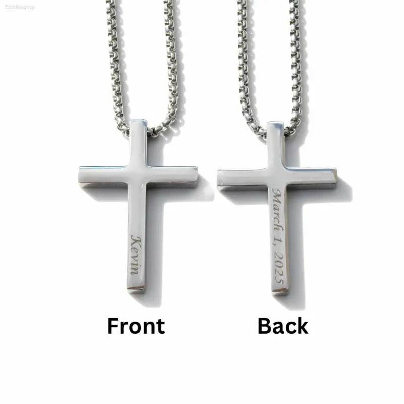 Personalized Men's Stainless Steel Cross Necklace - Estalios